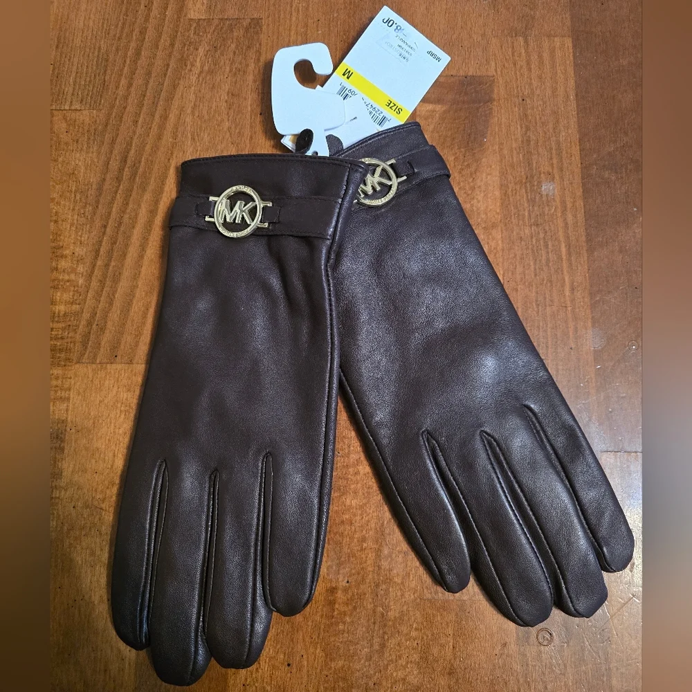Michael Kors Brown Leather Gloves